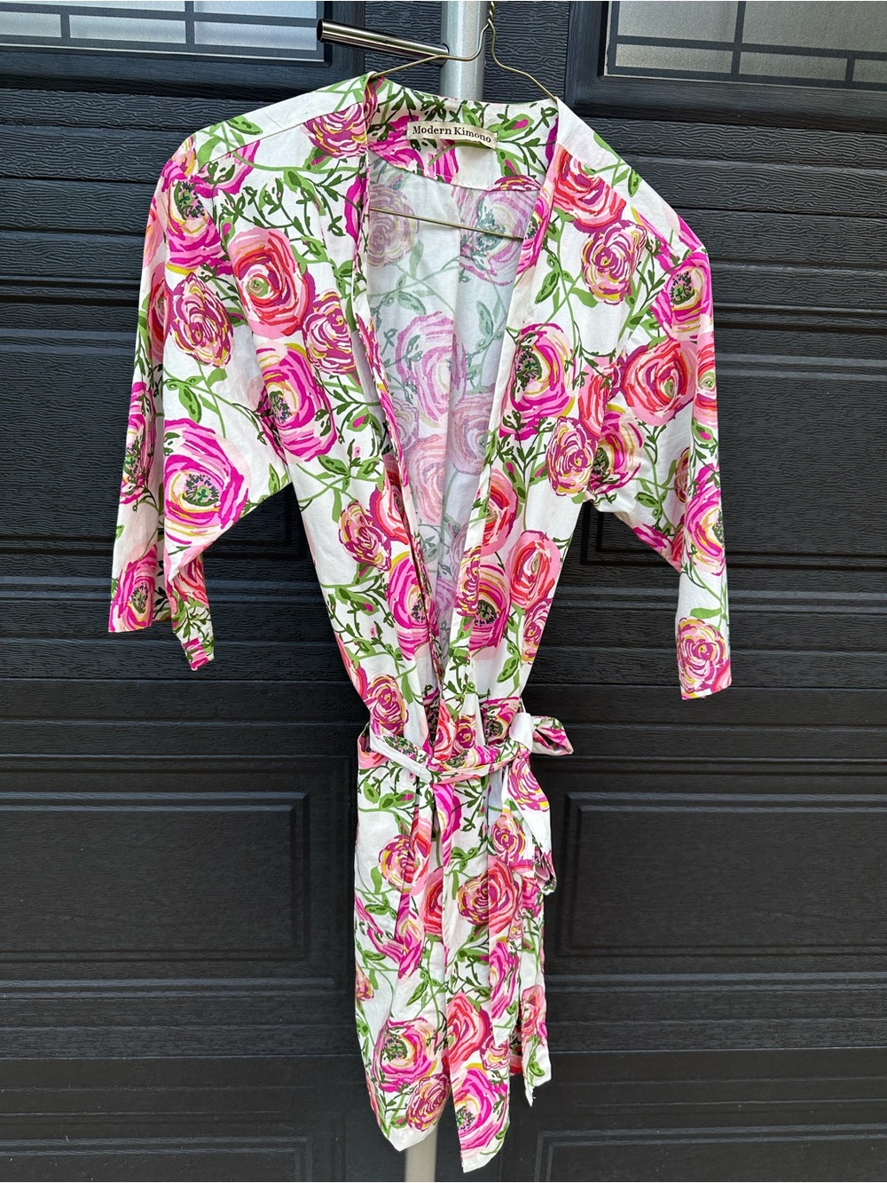 Floral Pink Wrap Robe with Tie Waist